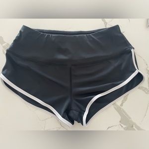 Booty shorts, slightly high waisted for compression.